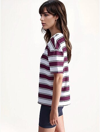 T-shirt oversize a righe con girocollo hiccup