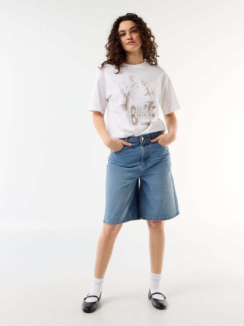 T-shirt oversize Billie Ellish a maniche corte Bianco - Kiabi