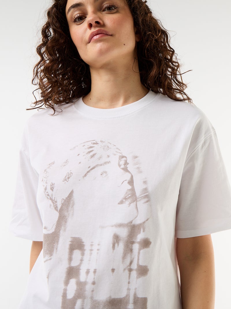 T-shirt oversize Billie Ellish a maniche corte Bianco - Kiabi