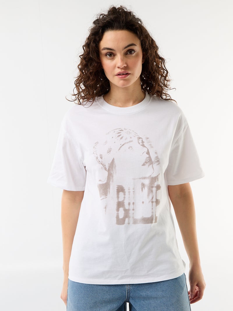 T-shirt oversize Billie Ellish a maniche corte Bianco - Kiabi