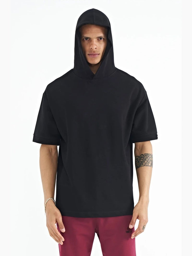 T-shirt oversize con cappuccio e maniche corte tommy Nero - Kiabi