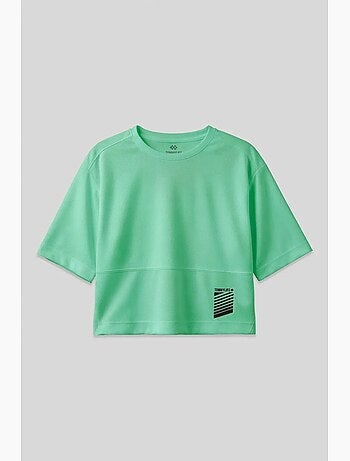 T-shirt oversize con collo rotondo e tasca tommy