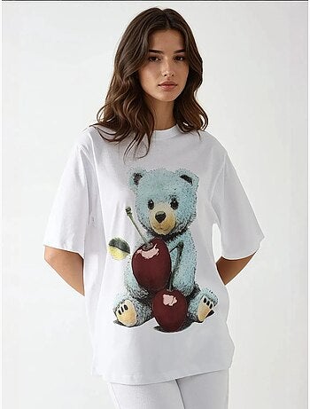 T-shirt oversize con girocollo e stampa hiccup