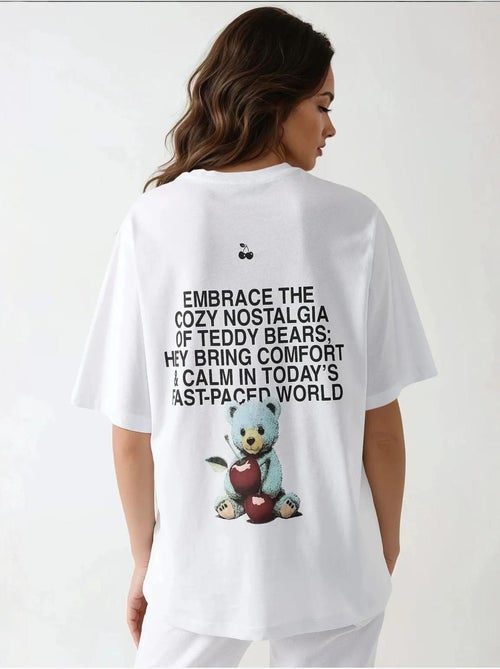 T-shirt oversize con girocollo e stampa hiccup - Kiabi