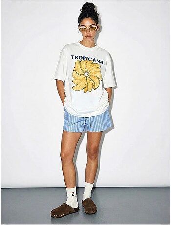 T-shirt oversize con girocollo e stampa lucci