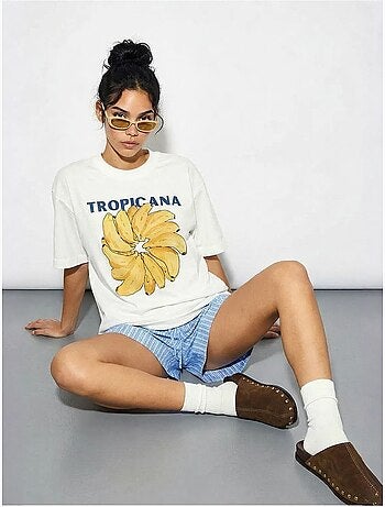 T-shirt oversize con girocollo e stampa lucci