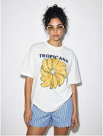 T-shirt oversize con girocollo e stampa lucci