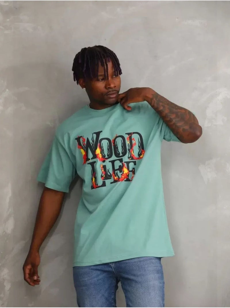 T-shirt oversize con girocollo janes Verde menta - Kiabi