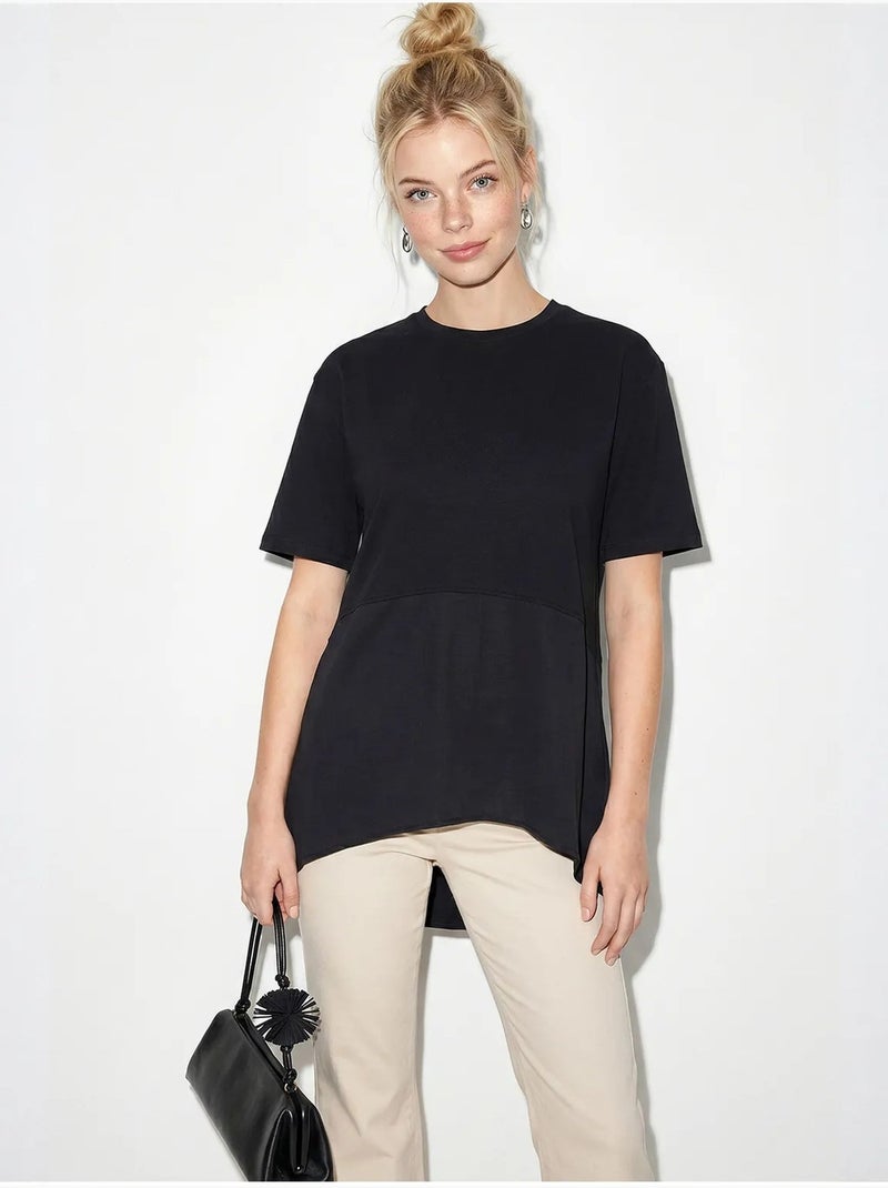 T-shirt oversize con girocollo lucci Nero - Kiabi