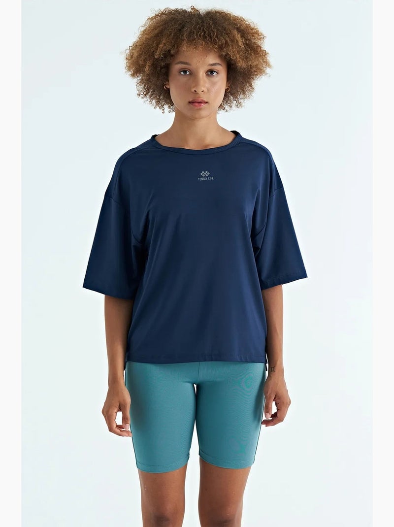 T-shirt oversize con girocollo tommy Blu cobalto - Kiabi