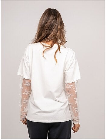 T-shirt oversize con maniche in pizzo falea