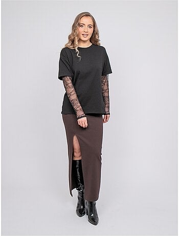 T-shirt oversize con maniche in pizzo falea