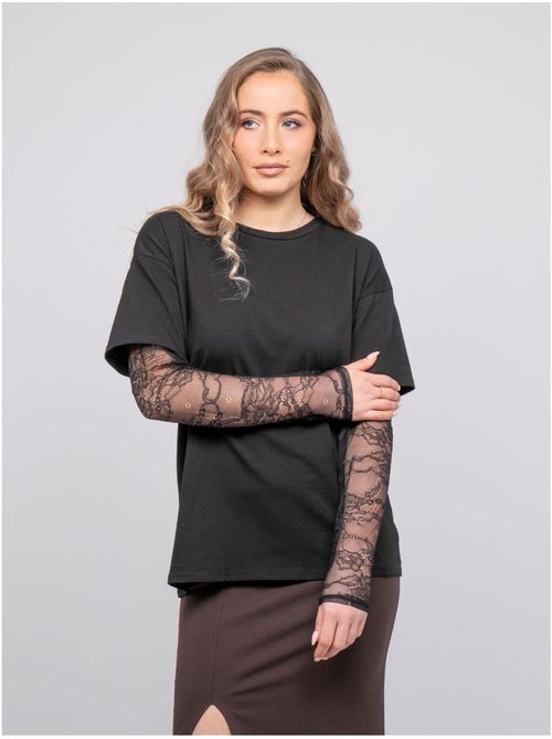 T-shirt oversize con maniche in pizzo falea - Kiabi