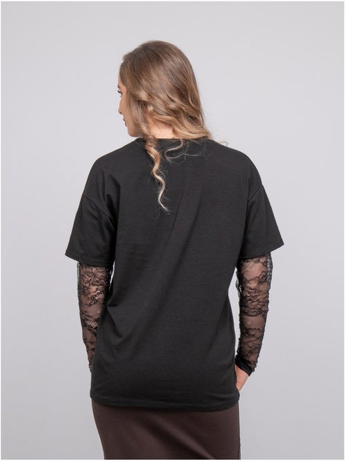 T-shirt oversize con maniche in pizzo falea - Kiabi