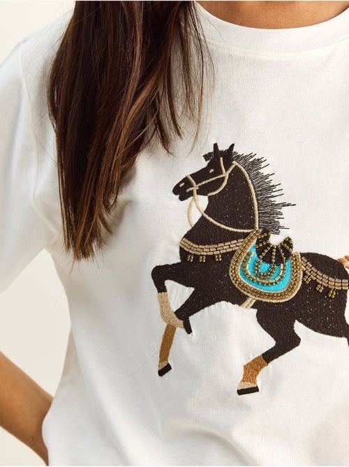 T-shirt oversize con ricamo e paillettes, girocollo lucci - Kiabi
