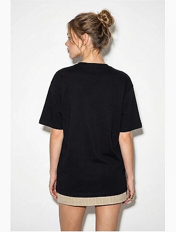 T-shirt oversize con ricamo e paillettes, girocollo lucci