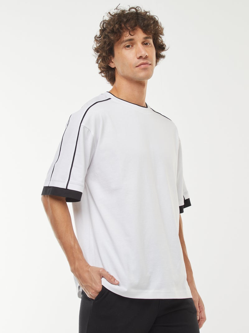 T-shirt oversize con riga Bianco - Kiabi