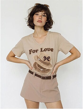 T-shirt oversize con scollo a v e stampa lucci