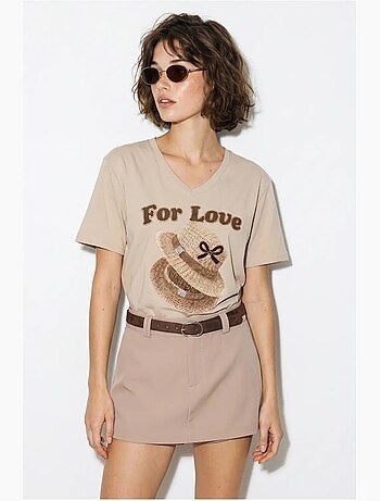T-shirt oversize con scollo a v e stampa lucci