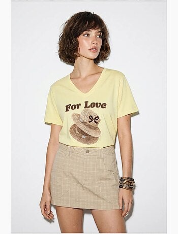 T-shirt oversize con scollo a v e stampa lucci