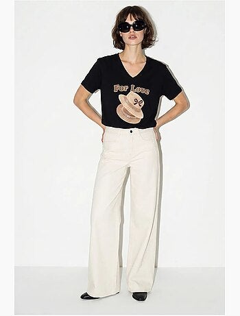 T-shirt oversize con scollo a v e stampa lucci