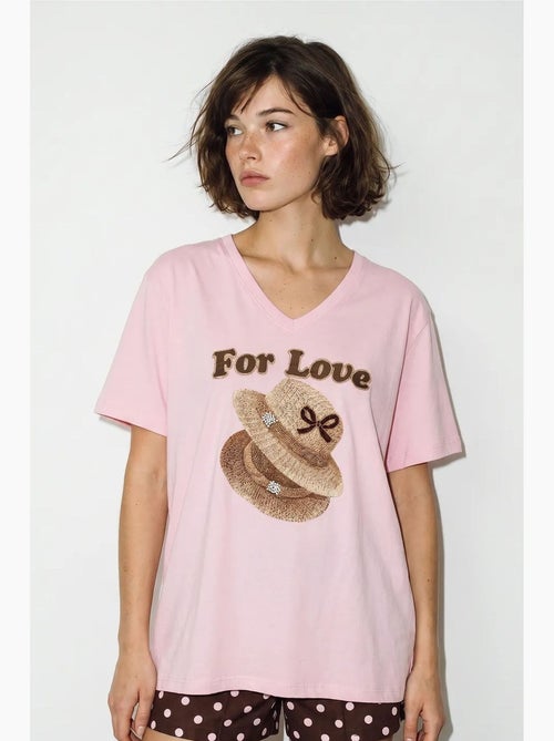 T-shirt oversize con scollo a v e stampa lucci - Kiabi T-shirt oversize con scollo a v e stampa lucci - Kiabi