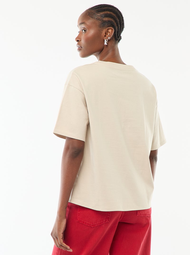 T-shirt oversize con scollo rotondo Beige - Kiabi