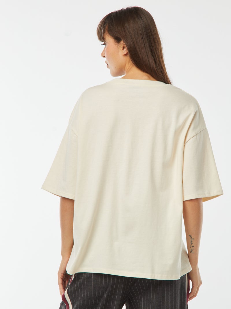 T-shirt oversize con scollo tondo Beige - Kiabi