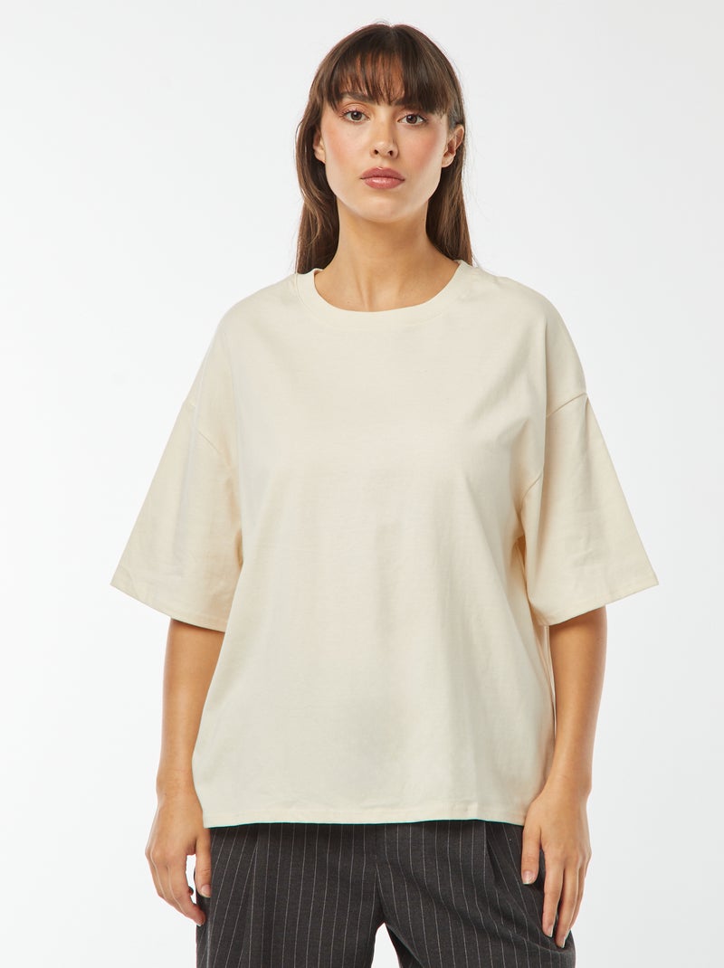 T-shirt oversize con scollo tondo Beige - Kiabi