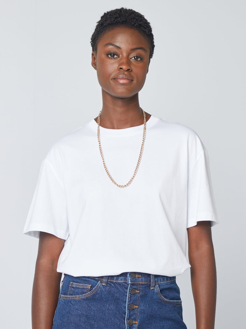 T-shirt oversize con scollo tondo bianco - Kiabi