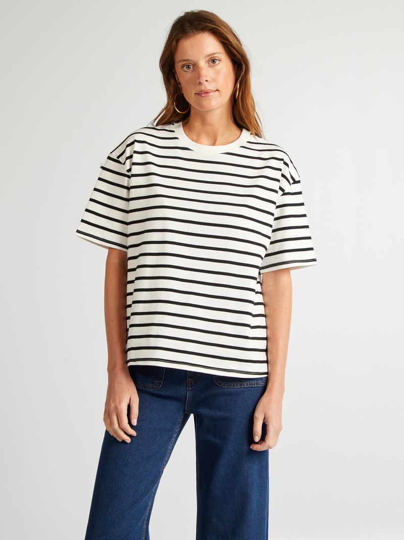 T-shirt oversize con scollo tondo BIANCO - Kiabi