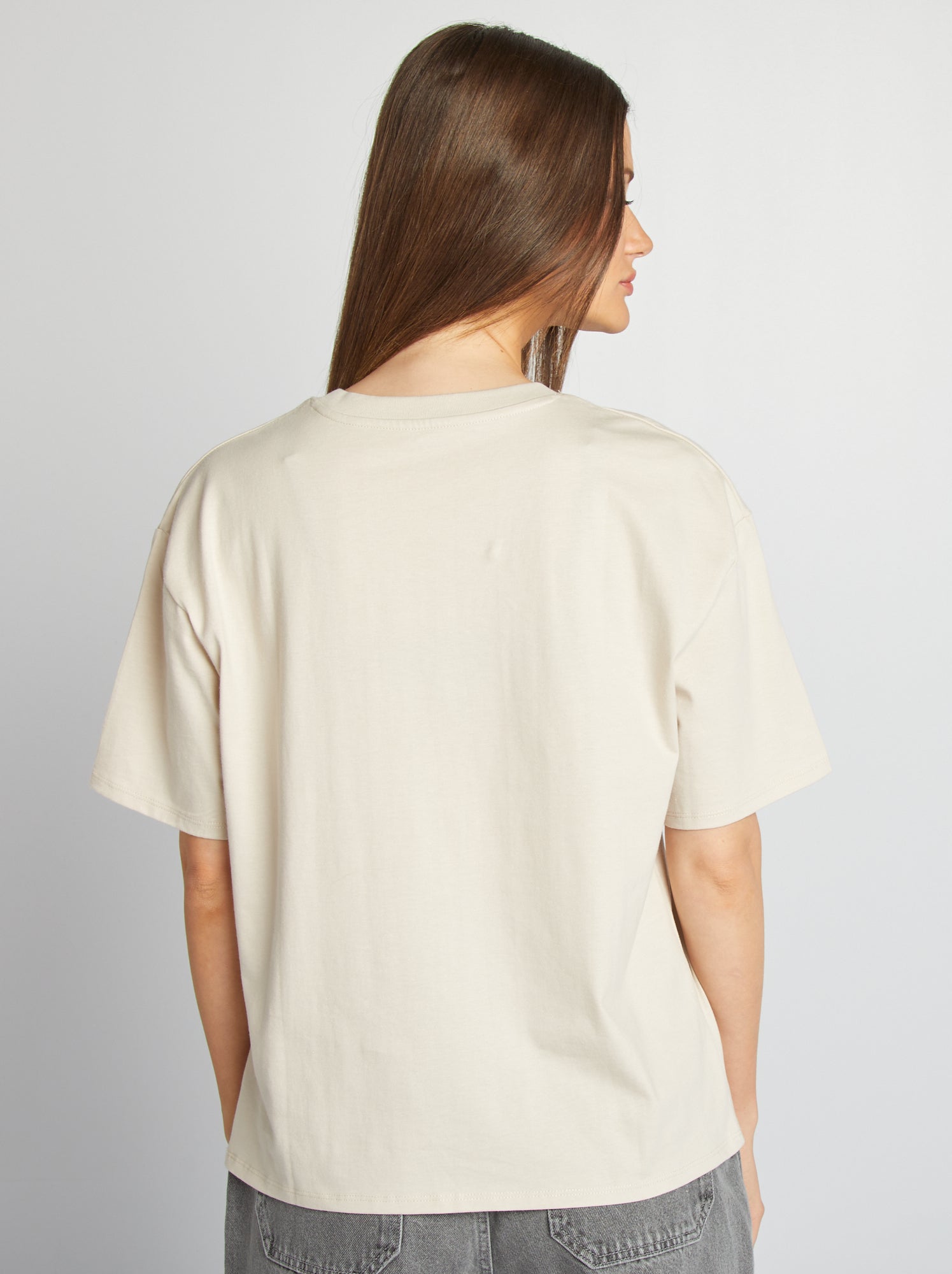 Top Plus Size Donna Scollo A V Solido Orlo Manica Allentata - Foto 9