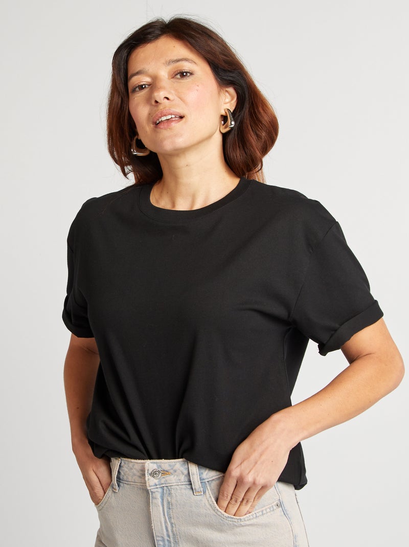T-shirt oversize con scollo tondo nero - Kiabi