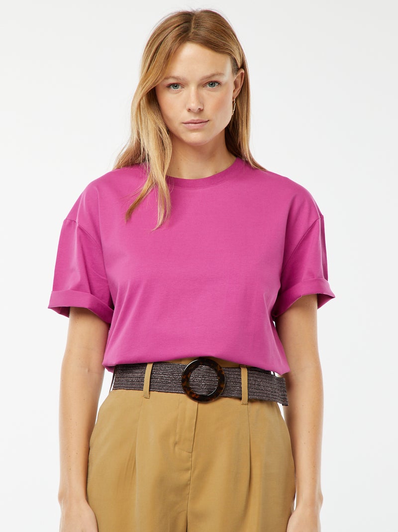 T-shirt oversize con scollo tondo Rosa - Kiabi