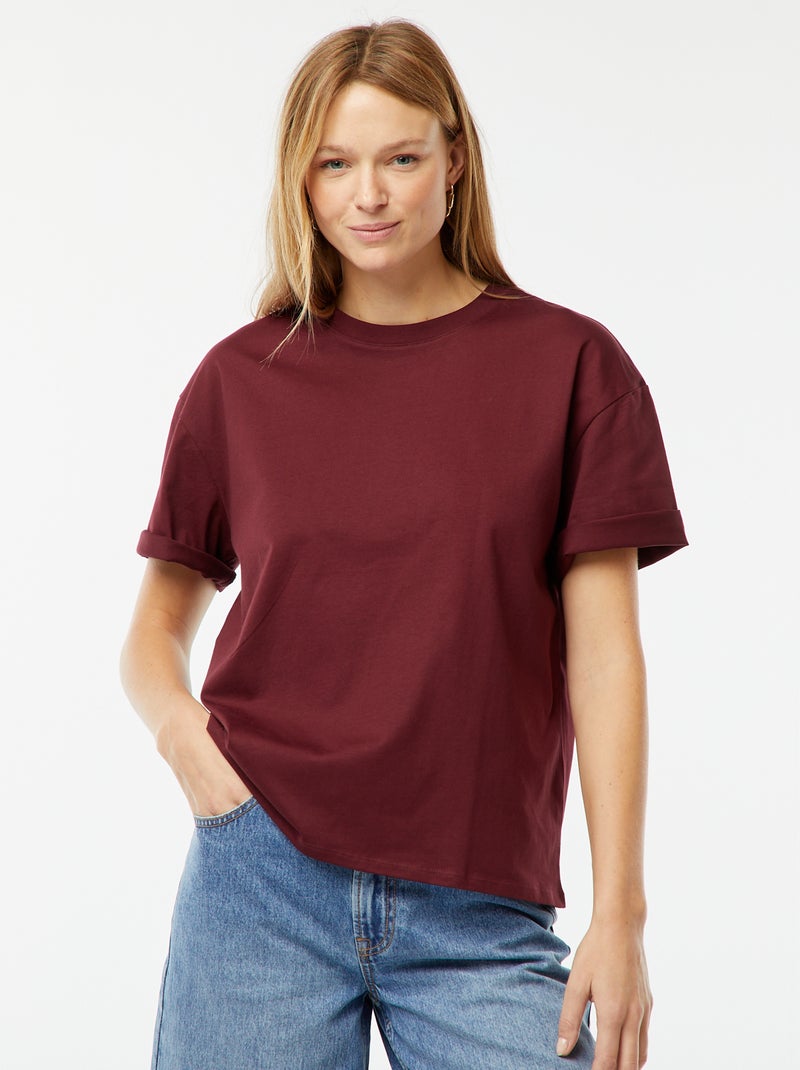 T-shirt oversize con scollo tondo rosso - Kiabi