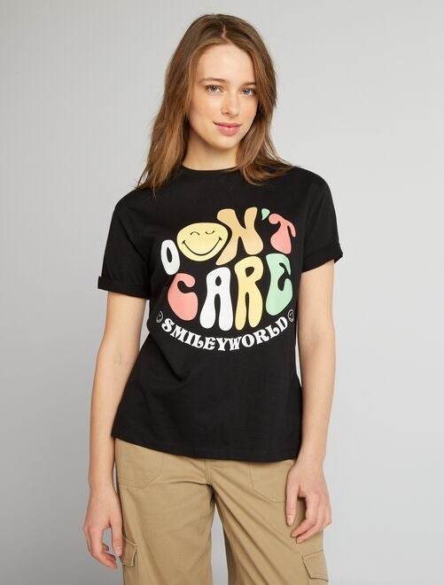T-shirt oversize con scollo tondo 'Smiley' - Kiabi
