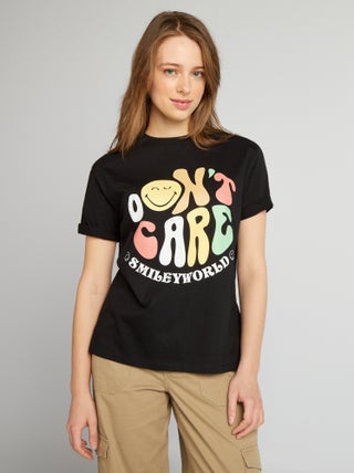 T-shirt oversize con scollo tondo 'Smiley'