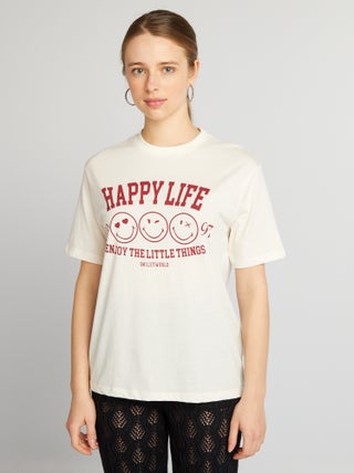 T-shirt oversize con scollo tondo 'SmileyWorld'
