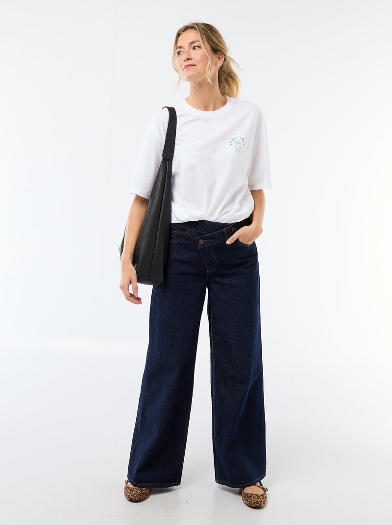 T-shirt oversize con scritta Bianco - Kiabi