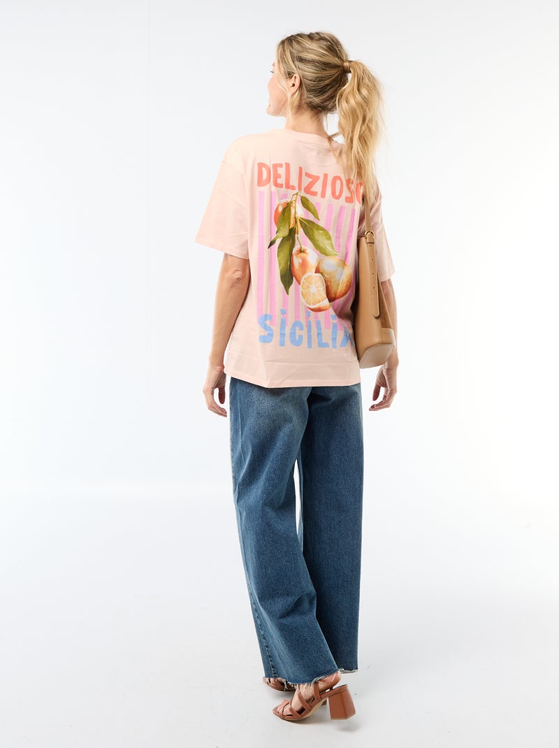 T-shirt oversize con scritta Bianco - Kiabi