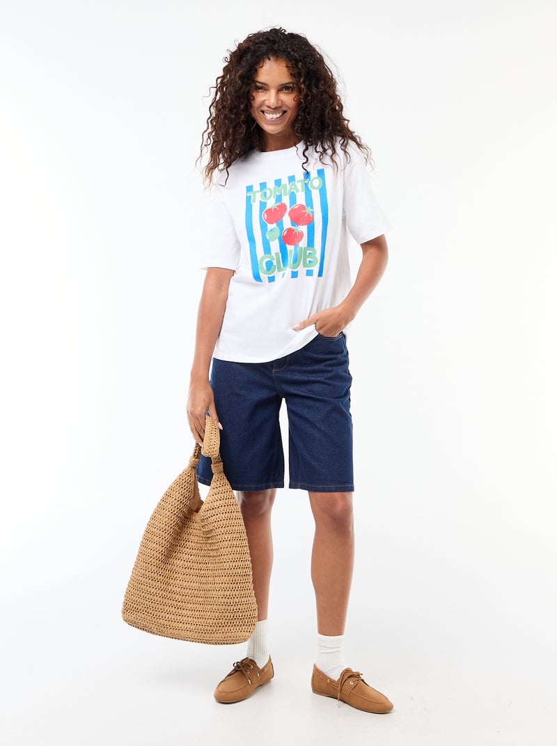 T-shirt oversize con scritta Bianco - Kiabi
