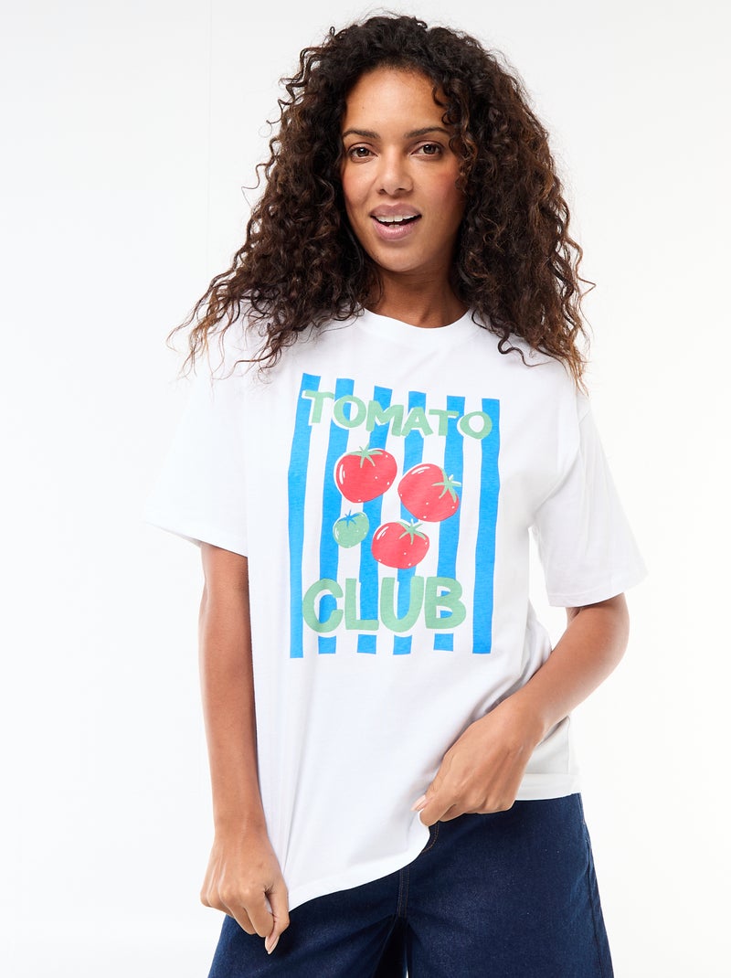 T-shirt oversize con scritta Bianco - Kiabi