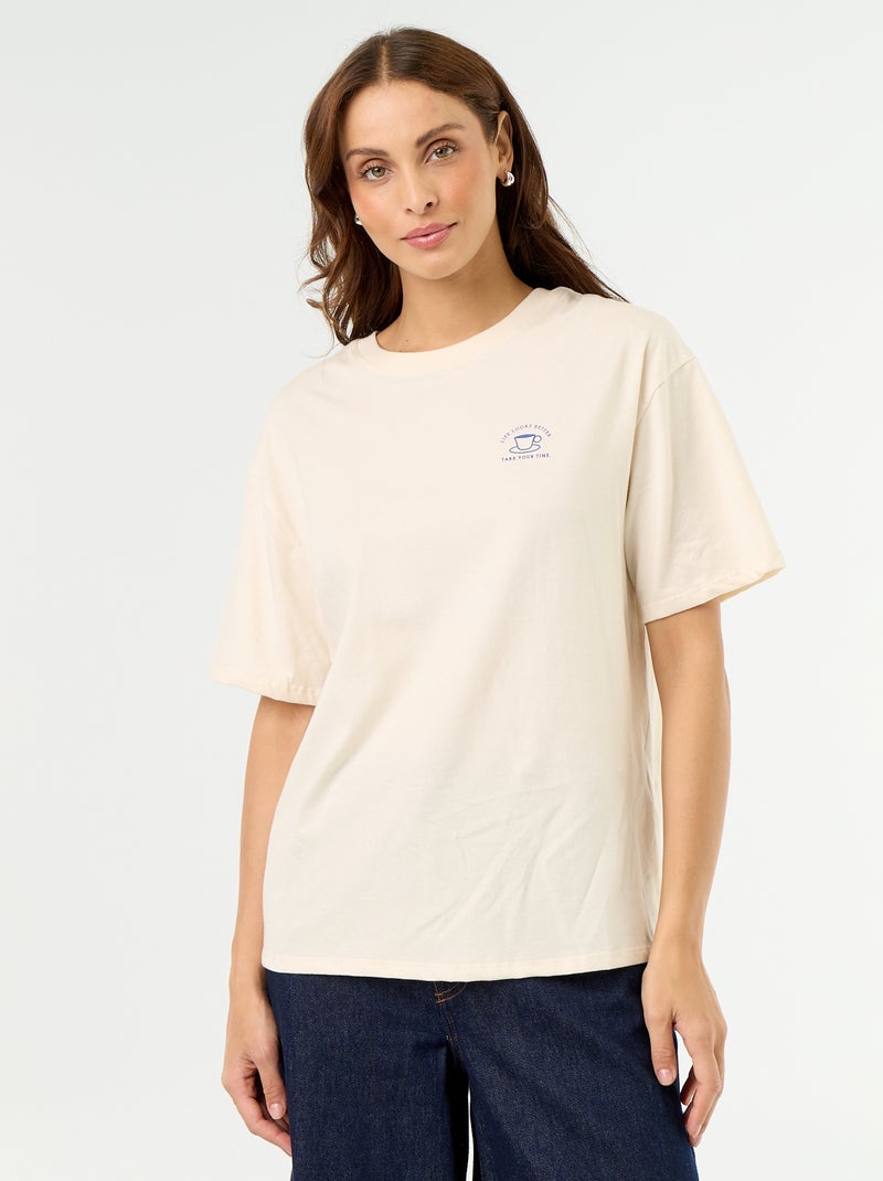 T-shirt oversize con scritta Bianco - Kiabi
