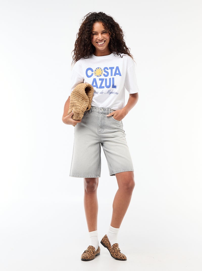 T-shirt oversize con scritta Bianco - Kiabi
