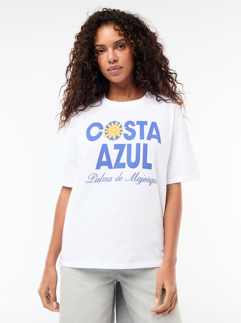 T-shirt oversize con scritta Bianco - Kiabi