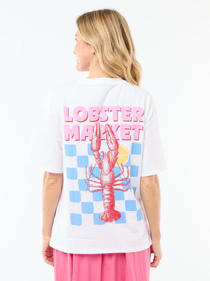 T-shirt oversize con scritta Bianco - Kiabi