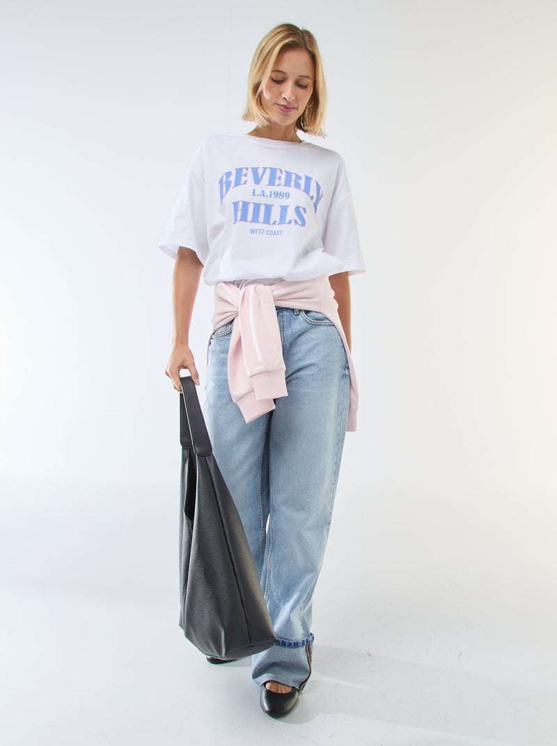 T-shirt oversize con scritta Blu - Kiabi