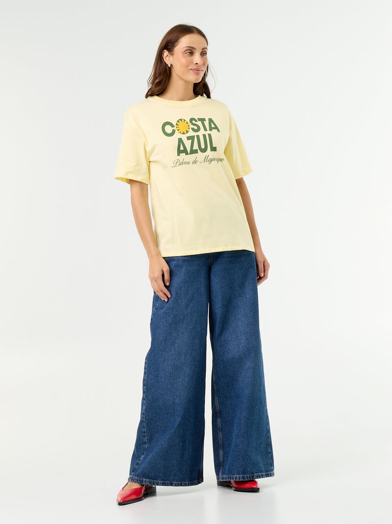 T-shirt oversize con scritta Giallo - Kiabi