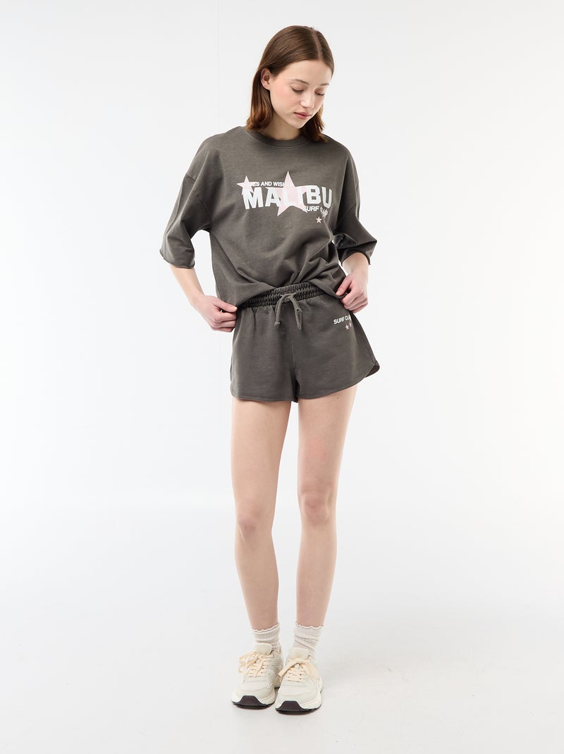 T-shirt oversize con scritta Grigio - Kiabi