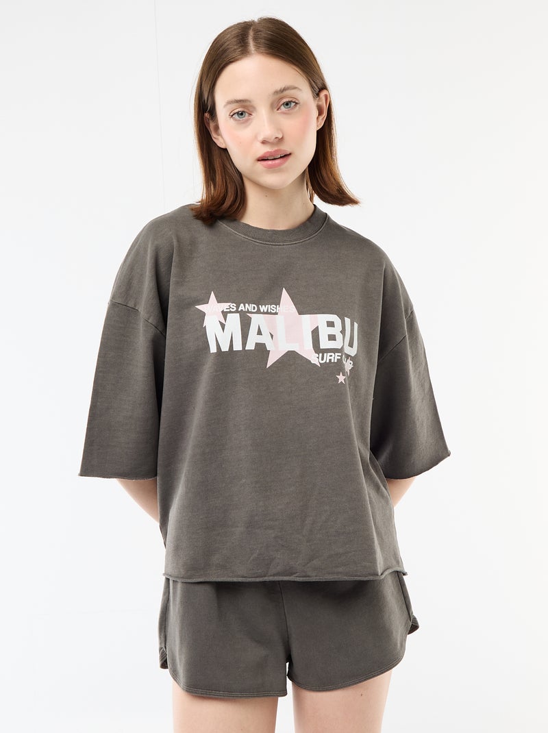 T-shirt oversize con scritta Grigio - Kiabi